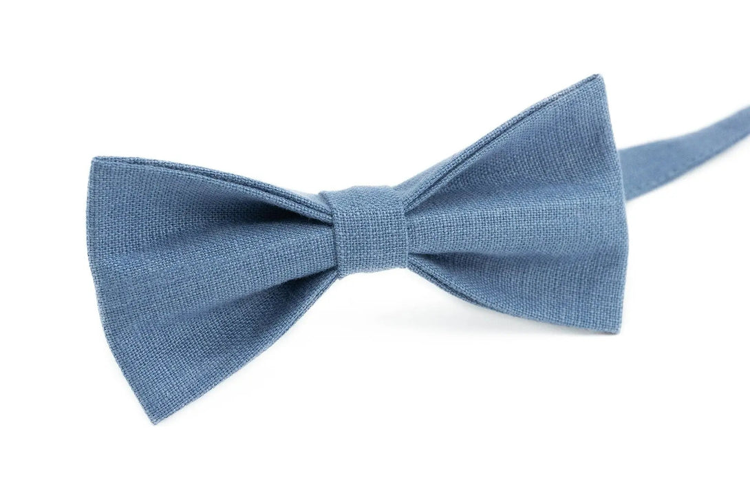 Denim Blue color pre-tied wedding bow tie for groomsmen proposal gift / Necktie for man available with matching pocket square