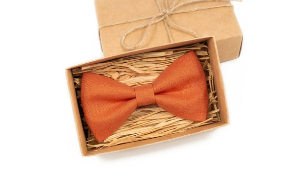 Orange color wedding bow ties for groomsmen proposal gift / Skinny slim or standard necktie for man