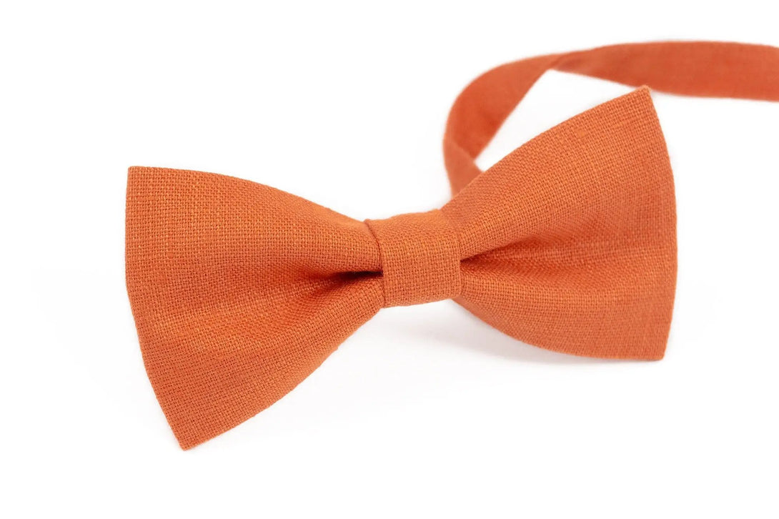 Orange color linen bow ties for men and toddler boys / Daddy and son bow ties for fathers day gift