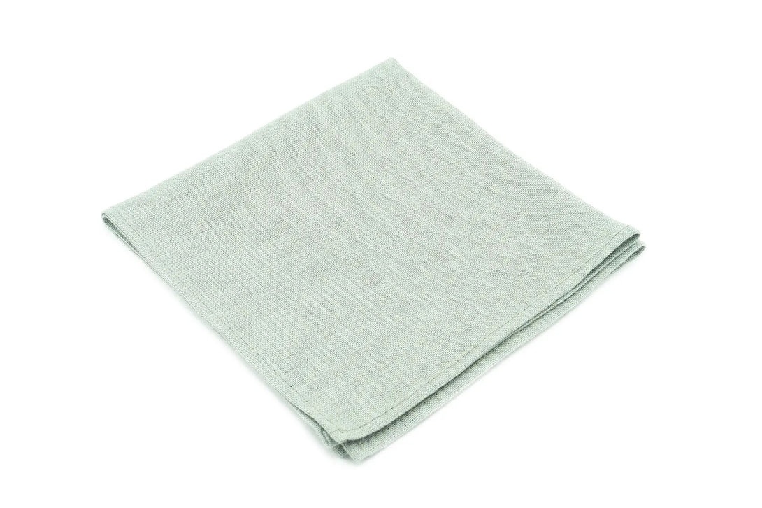 Dusty Sage Green linen skinny slim or regular neckties for men available with matching pocket square / Light sage wedding necktie for groom