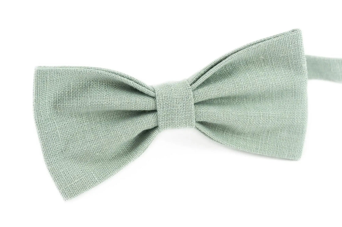 Dusty Sage Green pre-tied ties for men and toddler boys / Linen necktie for man or groomsman