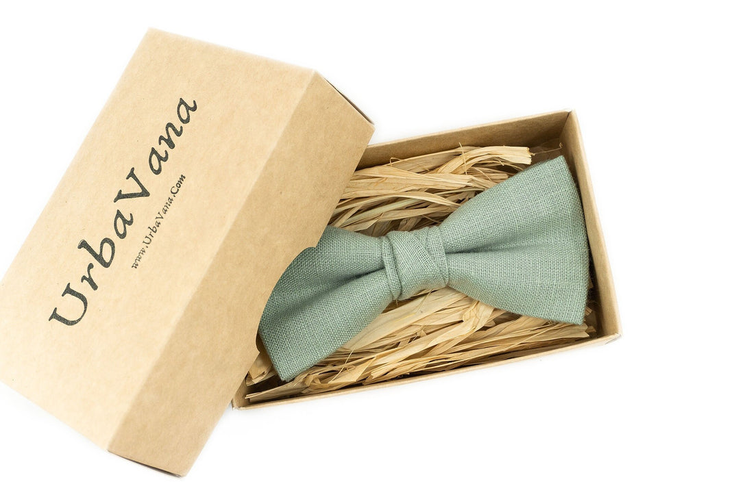 Dusty light sage green wedding bow tie for groomsmen