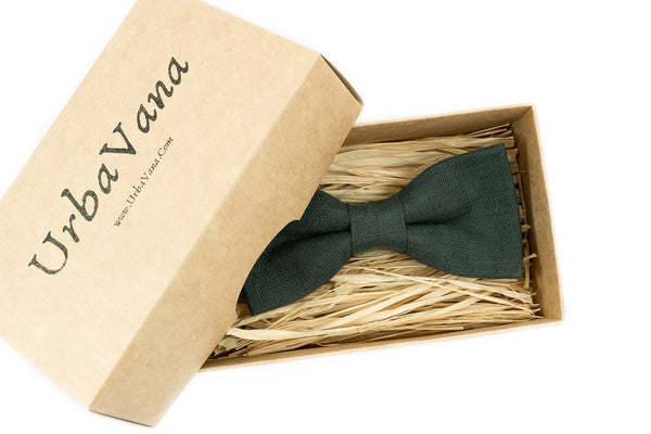 Smoke pine color pre-tied groomsmen bow tie