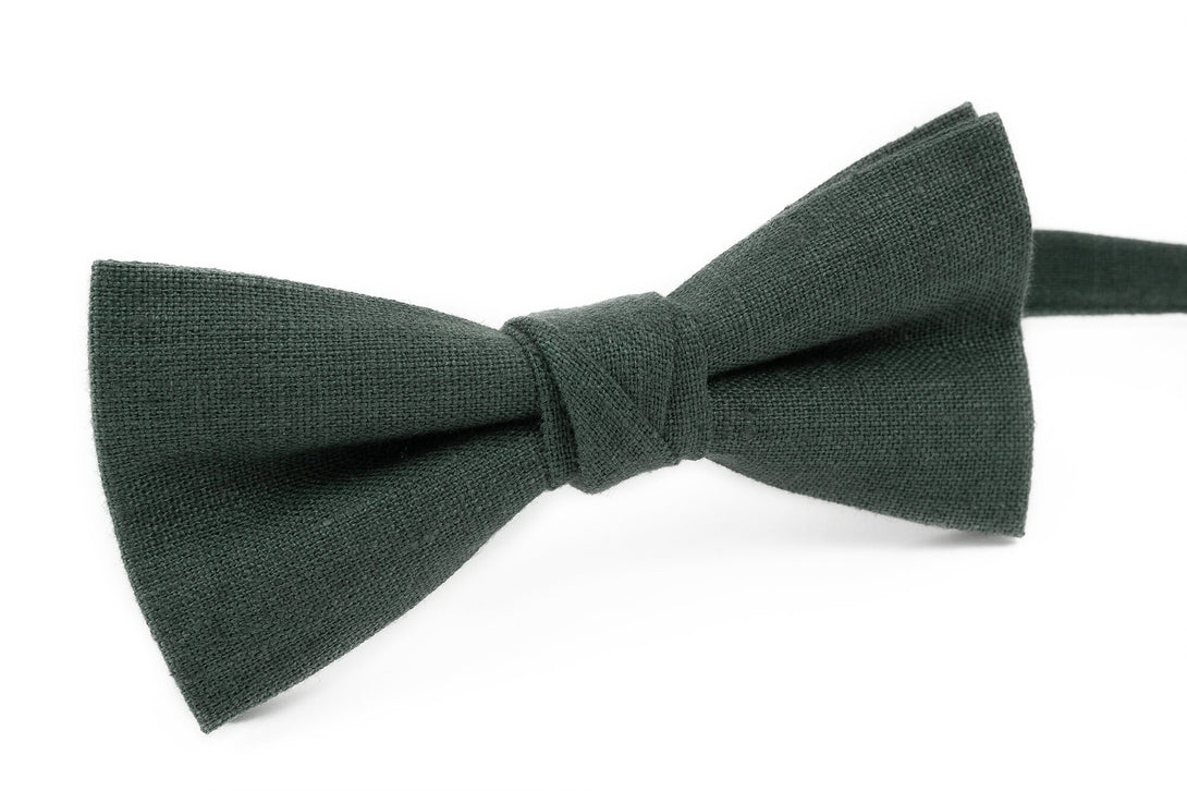 Forest green color linen bow tie for your weddings and groomsmen