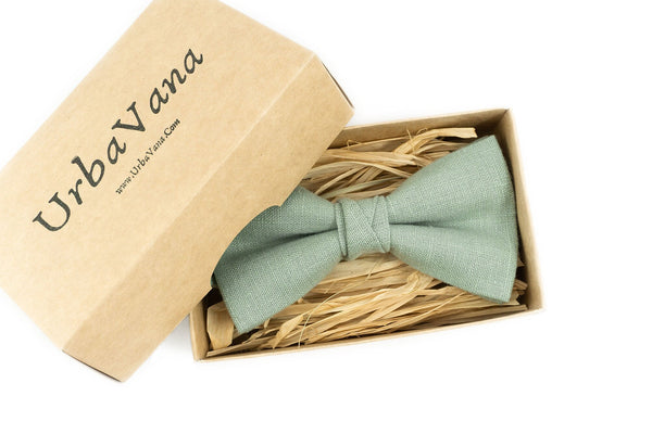 Dusty light sage green groomsmen bow tie