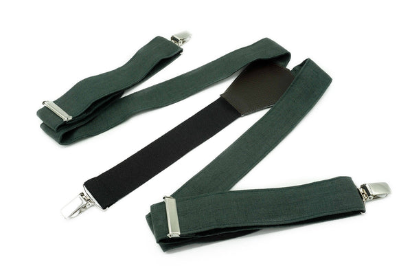 Smoke pine color linen suspenders for men and kids