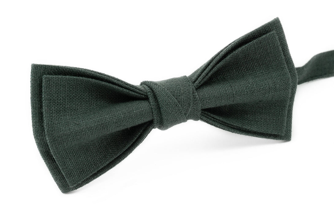 Smoke pine linen wedding bow tie - bow ties for men