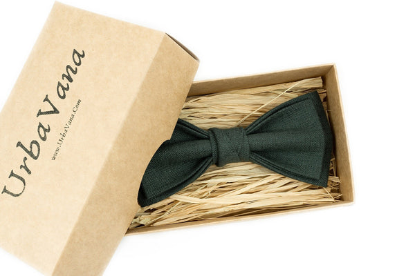 Smoke pine linen wedding bow tie - bow ties for men