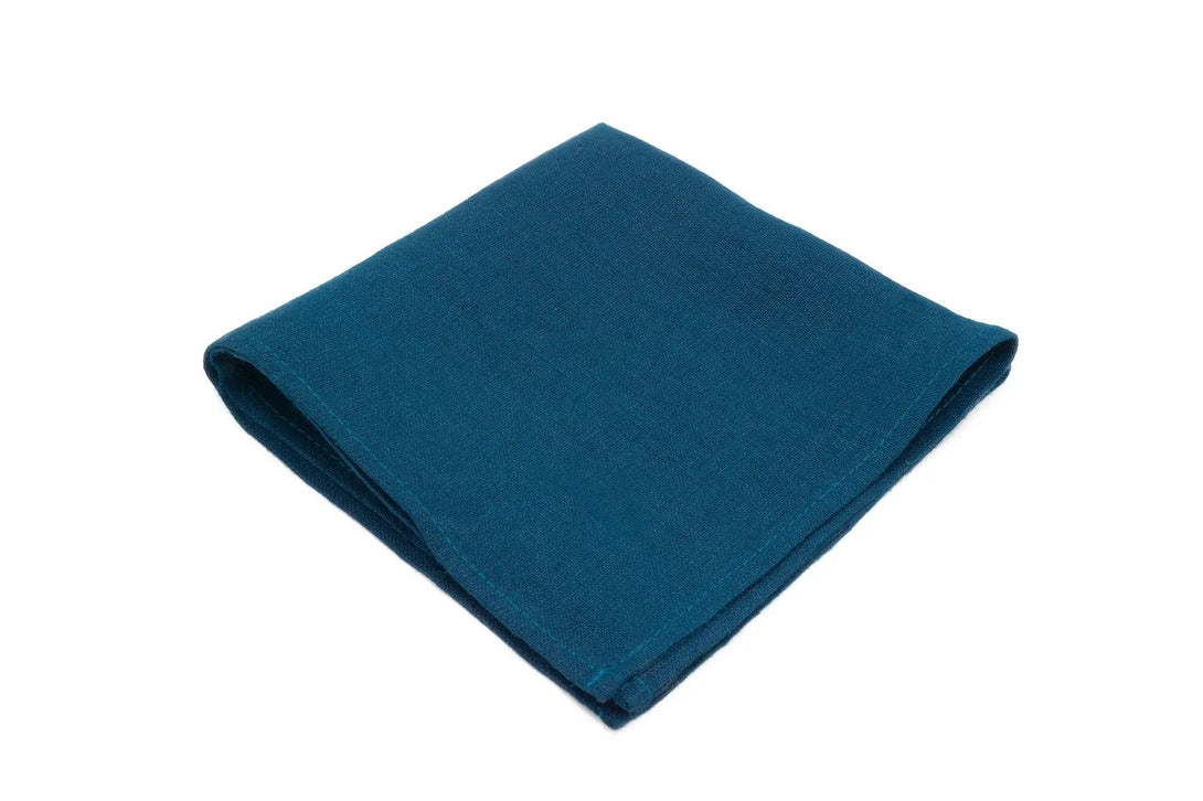 Ink Blue color linen pocket square / handkerchief available with matching wedding necktie for man / Unique best men wedding ties