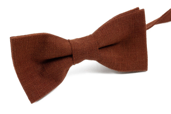 TERRACOTTA RUST color bow ties for men and toddler boys available with matching pocket square / Rust color skinny or regular necktie for men