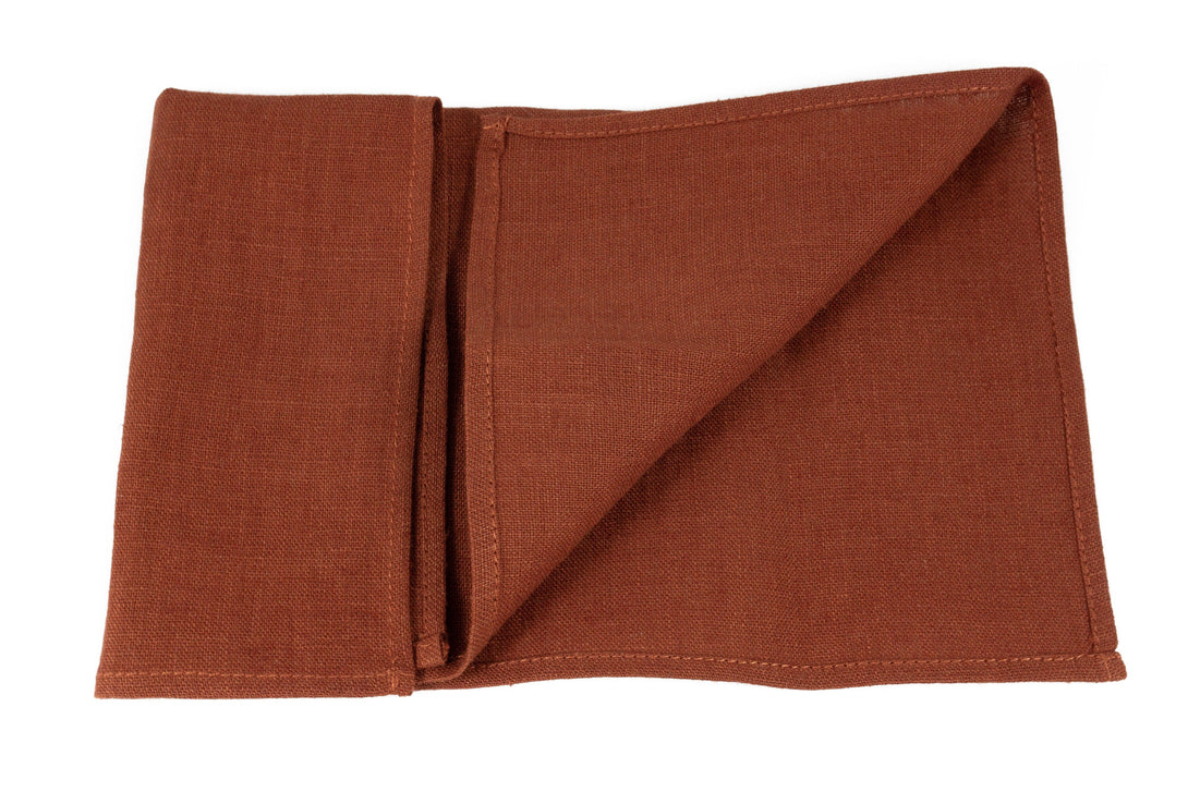 Rust color linen pocket square or handkerchief for men or boys