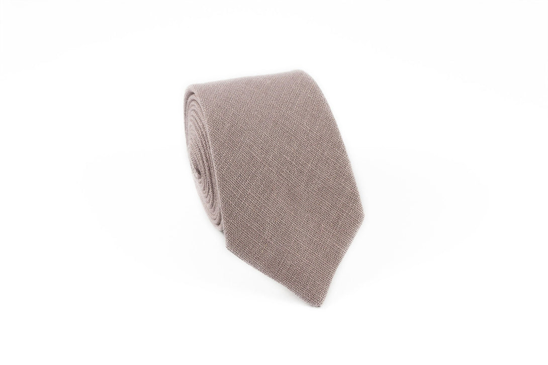 Dark Mauve color linen wedding necktie for groomsmen proposal gift - pocket square