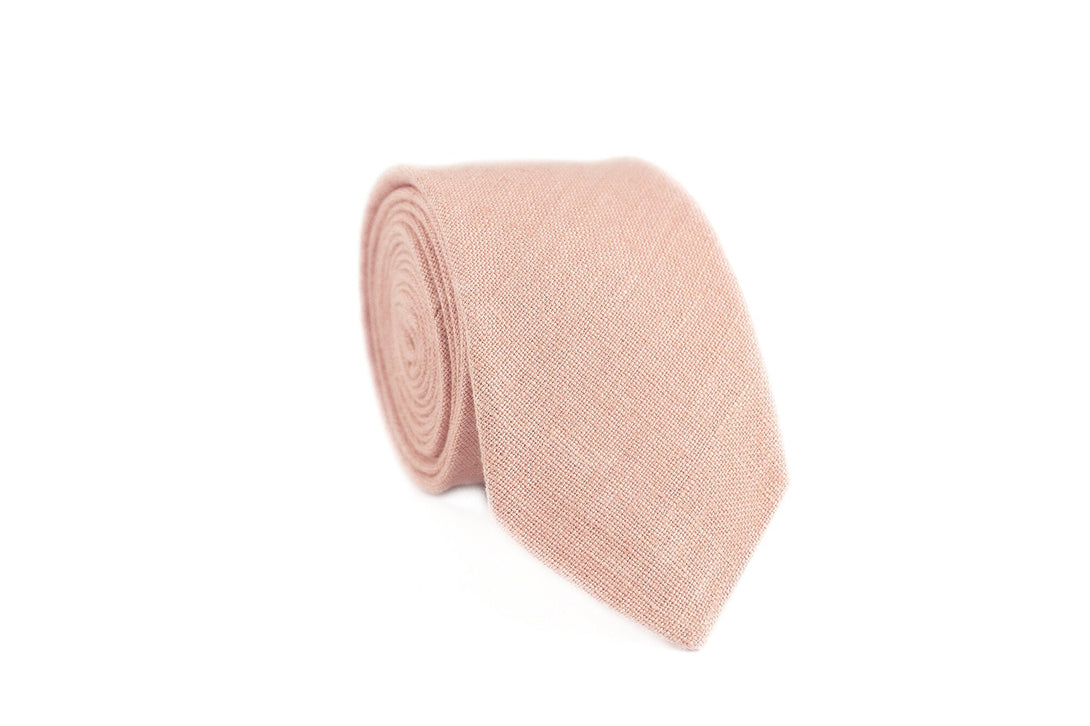 Dusty pink linen pocket square or handkerchief for men and toddler available with matching bow tie or slim necktie