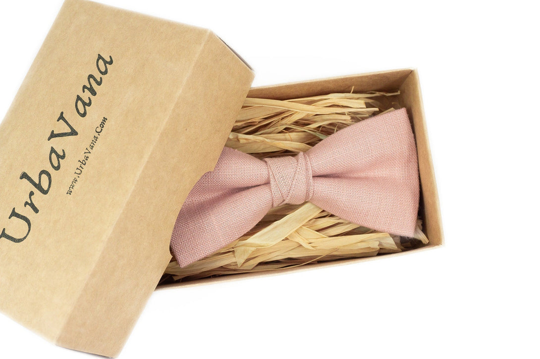 Dusty pink pre-tied mens wedding bow ties for groomsmen - dusty pink wedding necktie