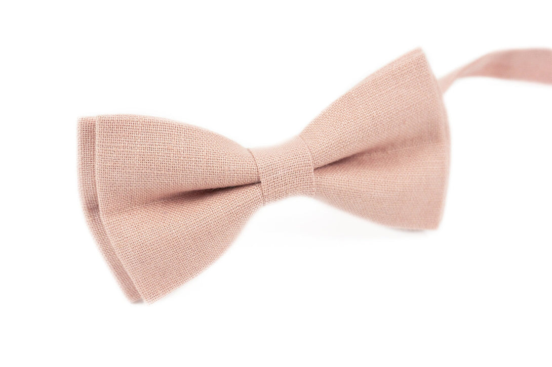 Dusty pink linen classic bow ties - dusty pink best mens ties for wedding