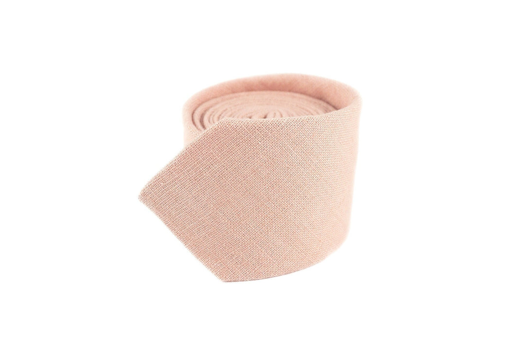 Dusty pink linen wedding neckties for groomsmen gift