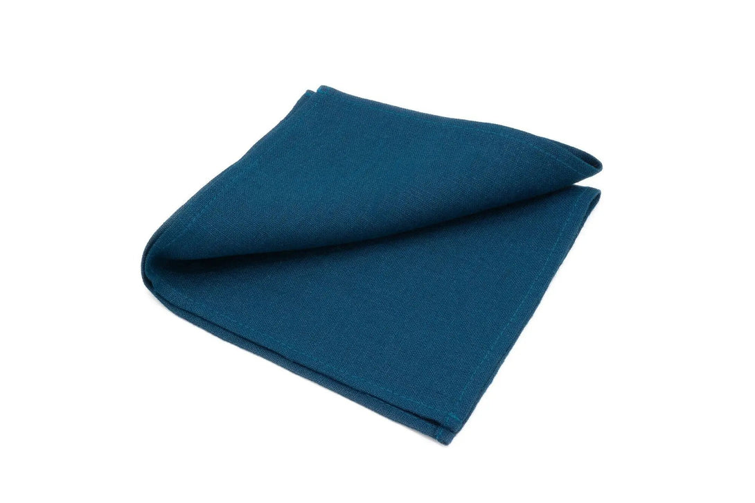 Ink Blue color linen pocket square / handkerchief available with matching wedding necktie for man / Unique best men wedding ties