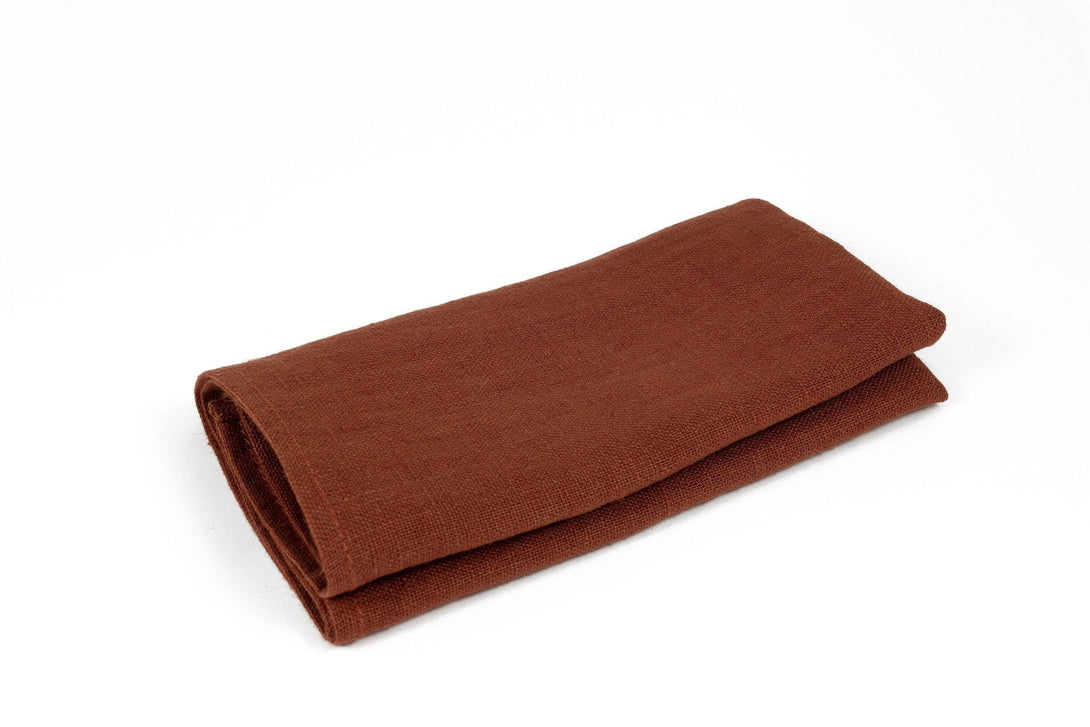 Rust color linen pocket square or handkerchief for men or boys