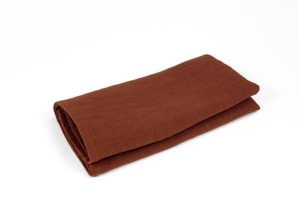 Rust color linen pocket square or handkerchief for men or boys