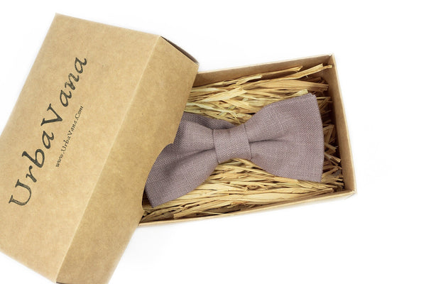 Dark Mauve color linen bow ties for man and baby boys - Mauve groomsmen and best men ties for wedding