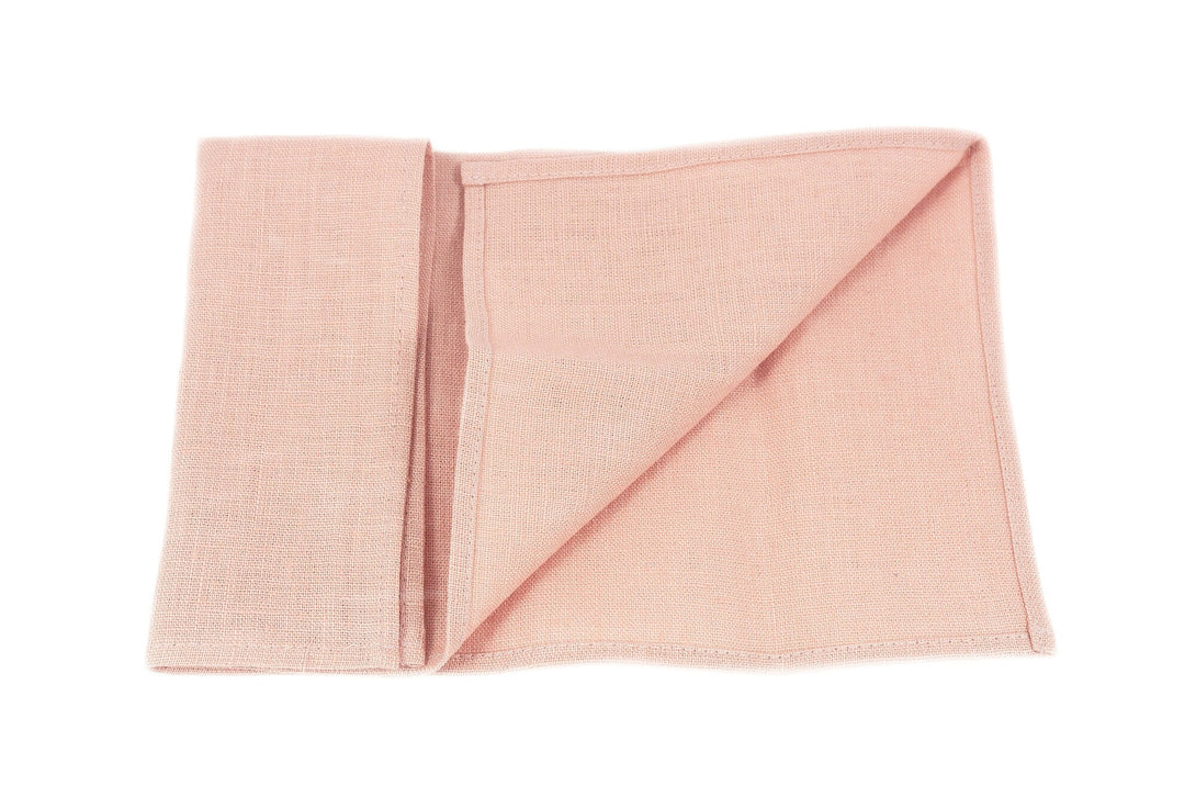 Dusty pink linen pocket square or handkerchief for men and toddler available with matching bow tie or slim necktie