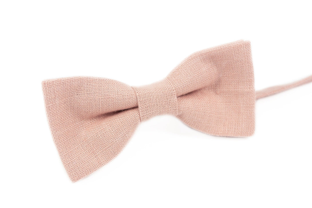 Dusty pink linen bow ties for men and baby boys - dusty pink wedding ties for groomsmen gift