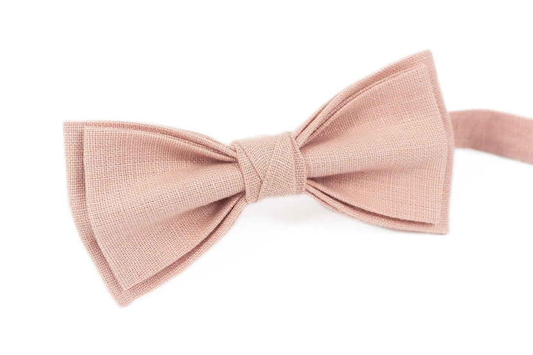 Dusty pink pre-tied linen bow tie for wedding - wedding bow tie gift for groomsmen / dusty pink baby boys bow ties