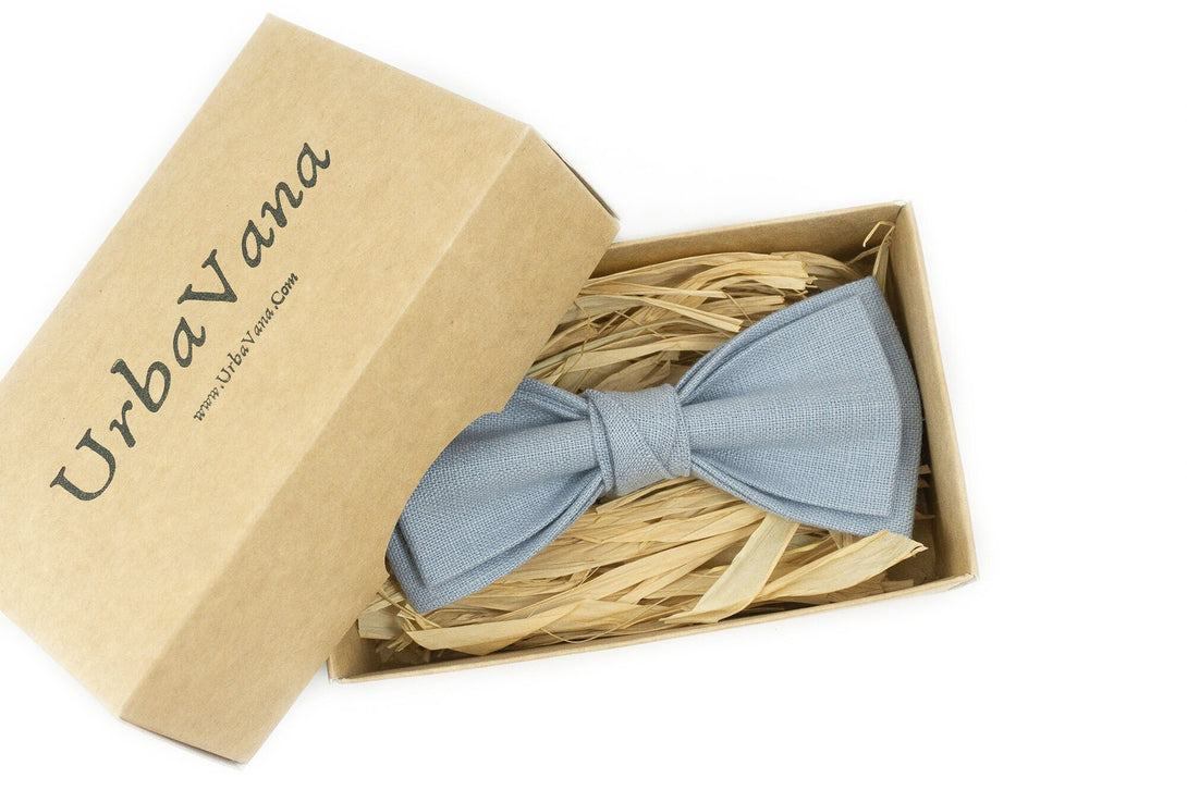 Dusty blue pre-tied bow ties for men and baby boys