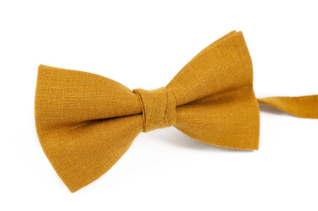 Mustard mens pre tied bow ties for weddings - wedding bow ties