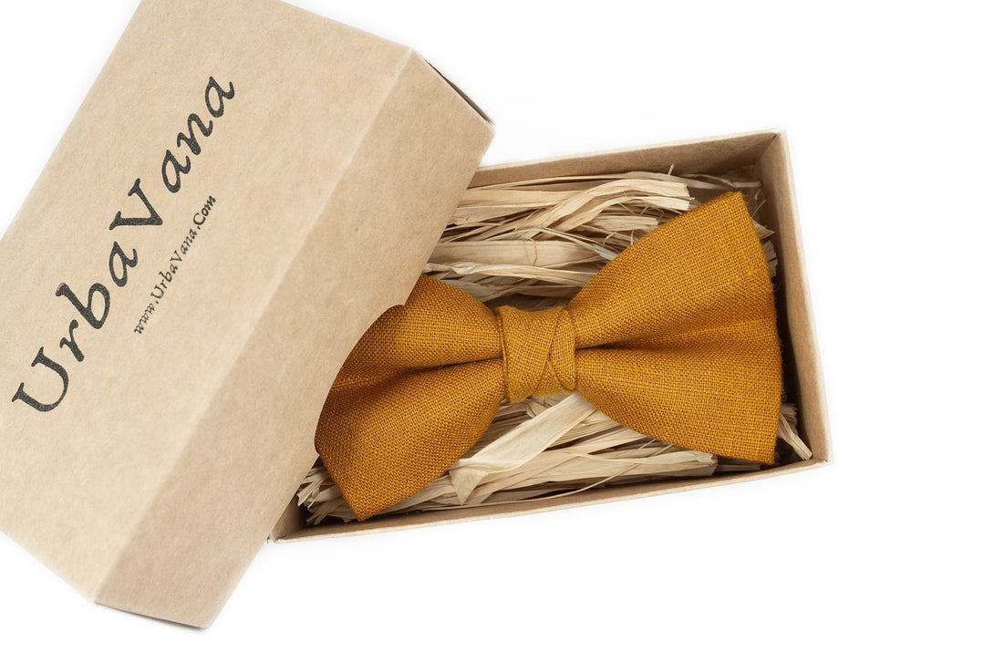 Mustard mens pre tied bow ties for weddings - wedding bow ties