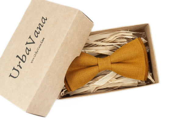 Mustard wedding bow ties for groomsmen and wedding party gift