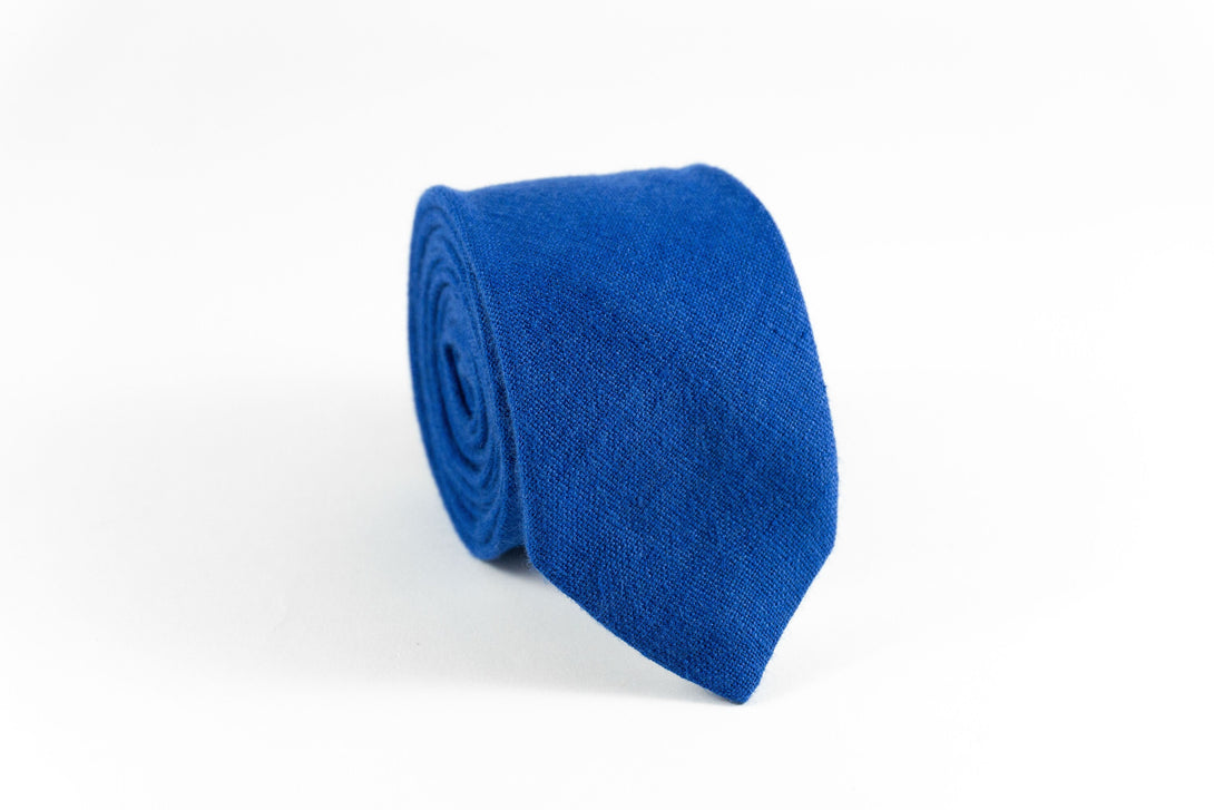 Royal blue color linen pocket square and handkerchief for weddings available with matching necktie or bow tie