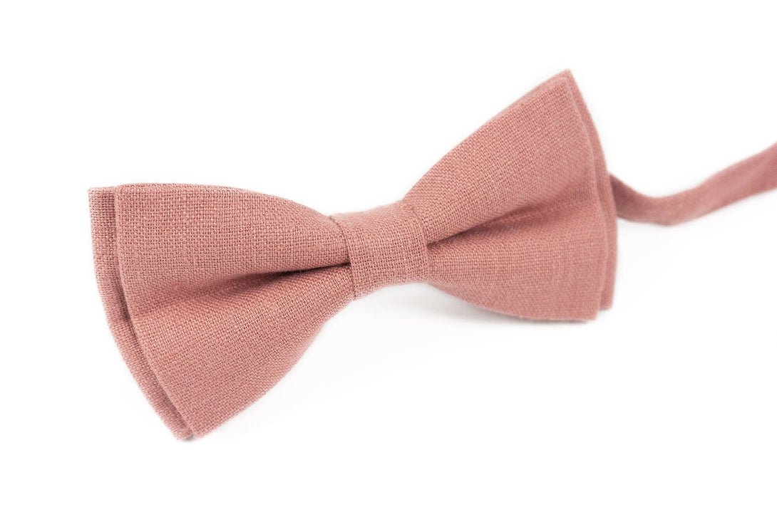 Dark Dusty Rose linen bow tie for your weddings and groomsmen