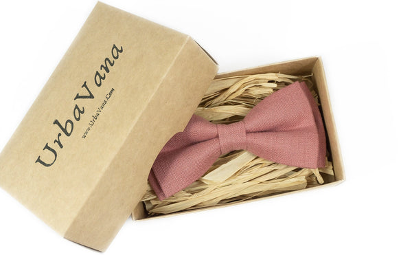 Dark Dusty Rose linen bow tie for your weddings and groomsmen