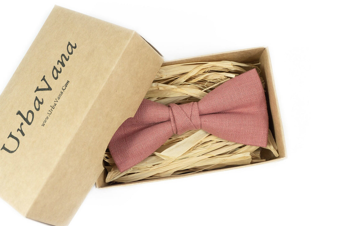 Dark Dusty Rose linen classic bow ties for men | boys bow tie