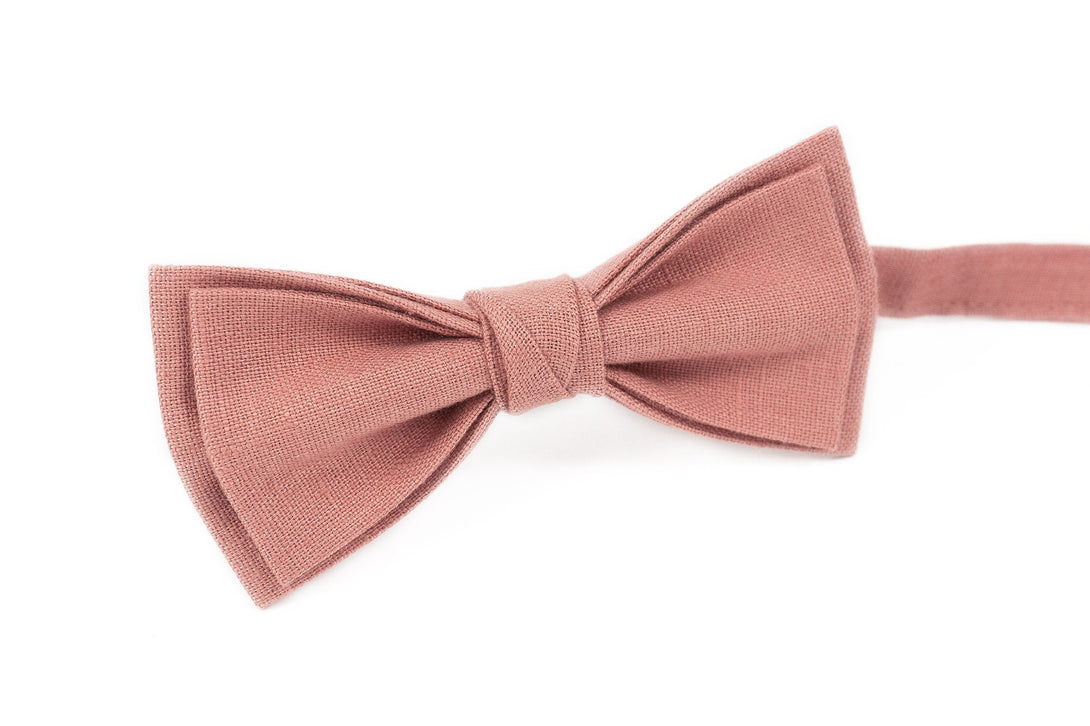 Dark Dusty Rose linen wedding bow tie - bow ties for men