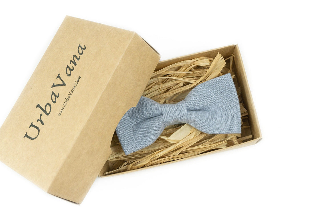 Dusty blue pre tied groomsmen wedding bow ties for men