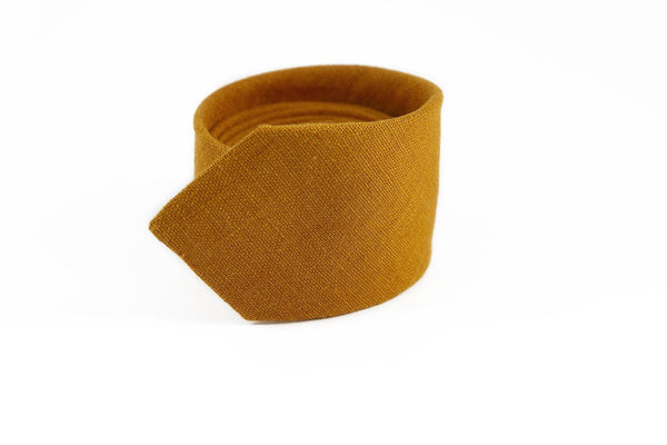 Mustard linen skinny or standard necktie for men