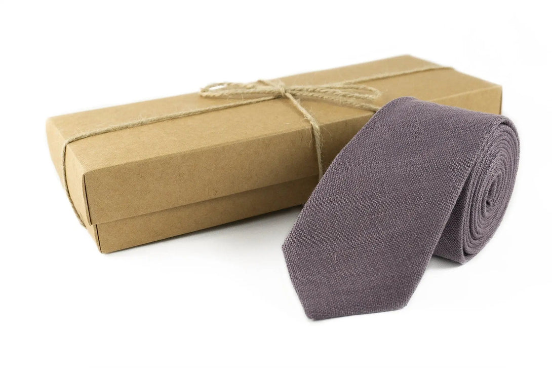 Dusty purple pre-tied best mens ties for weddings / Skinny groomsmen necktie available with matching pocket square