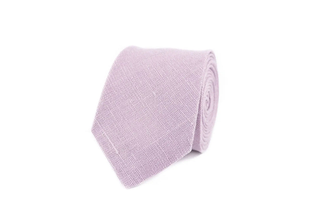 Pale purple pre-tied linen butterfly men's bow tie for weddings / Groomsmen proposal gift ideas