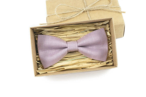 Pale purple color classic pre-tied ties for men available with matching pocket square / Gift for men