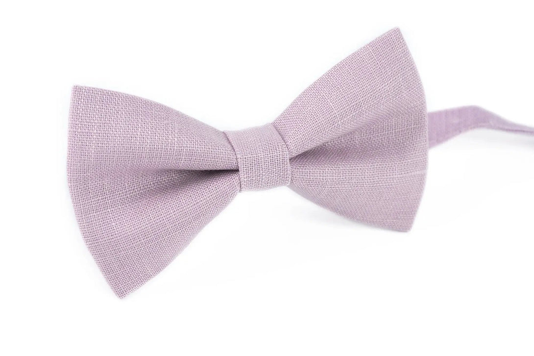 Pale purple color linen wedding bow ties for groomsmen and groom / Ring bearer bow ties