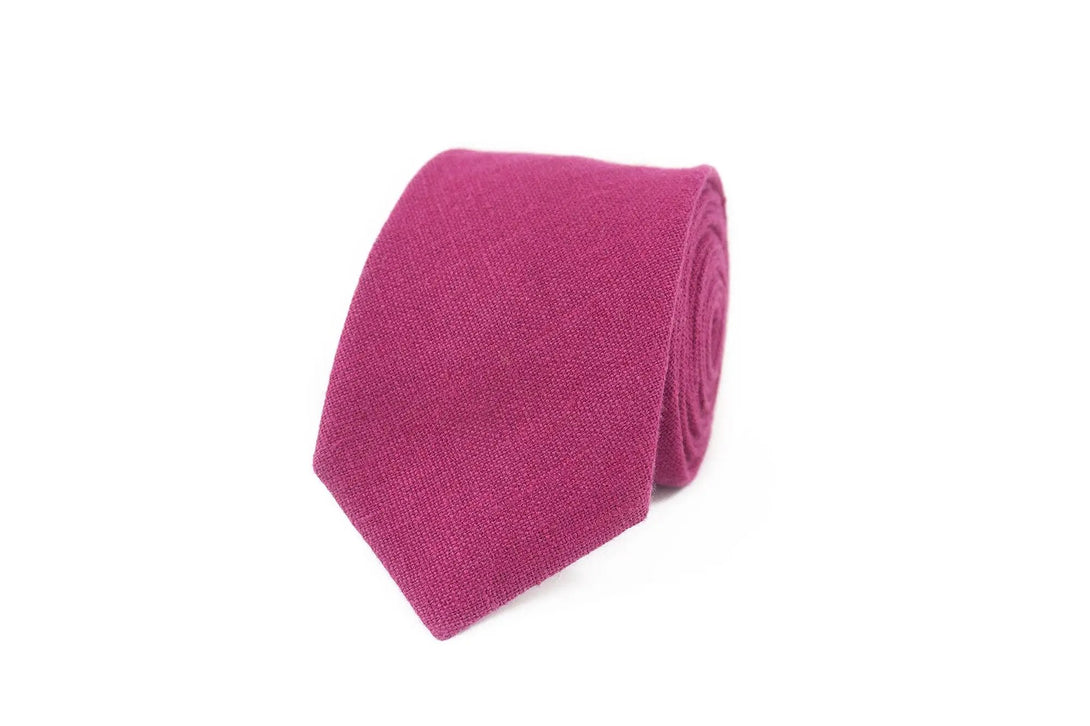 Cyclamen Pink color linen ties for men and baby boys / Wedding tie for groomsmen