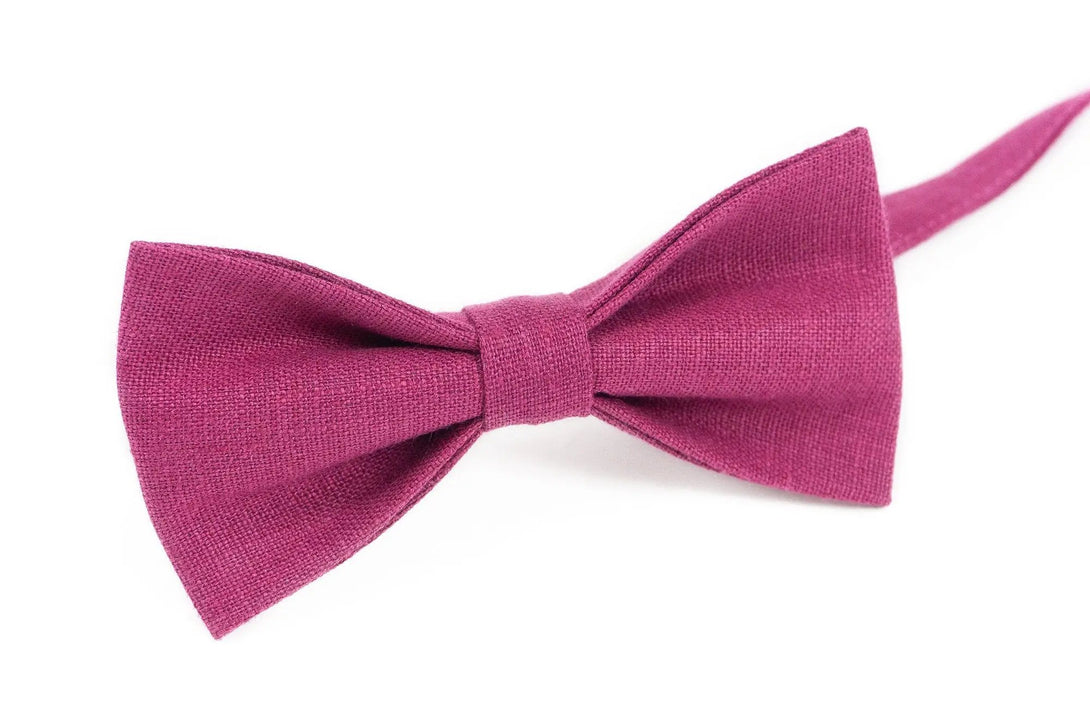 Cyclamen Pink best men ties for weddings available with matching pocket square / Boys bow tie