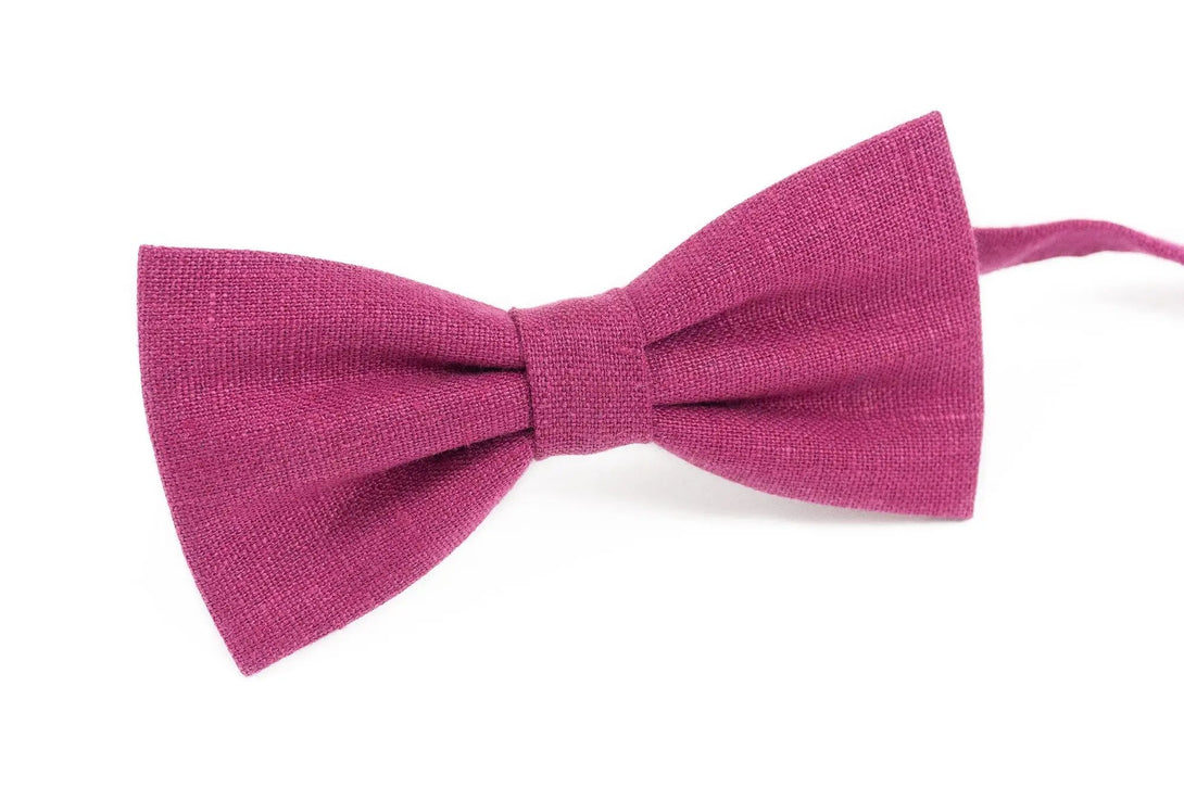 Cyclamen Pink linen bow ties for man and toddler boys / Wedding necktie for usher and groomsmen