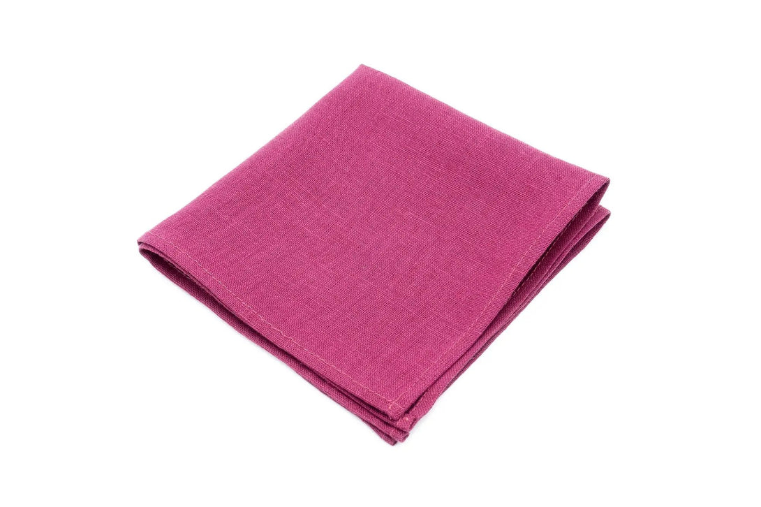 Cyclamen pink color linen pocket square / handkerchief available with matching wedding necktie for groomsmen proposal gift