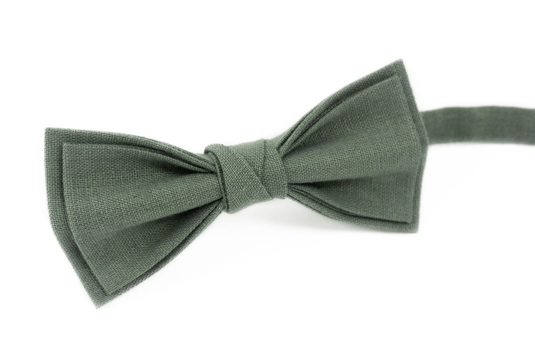 Dark Dusty Sage pre-tied bow ties for men and baby toddler boys