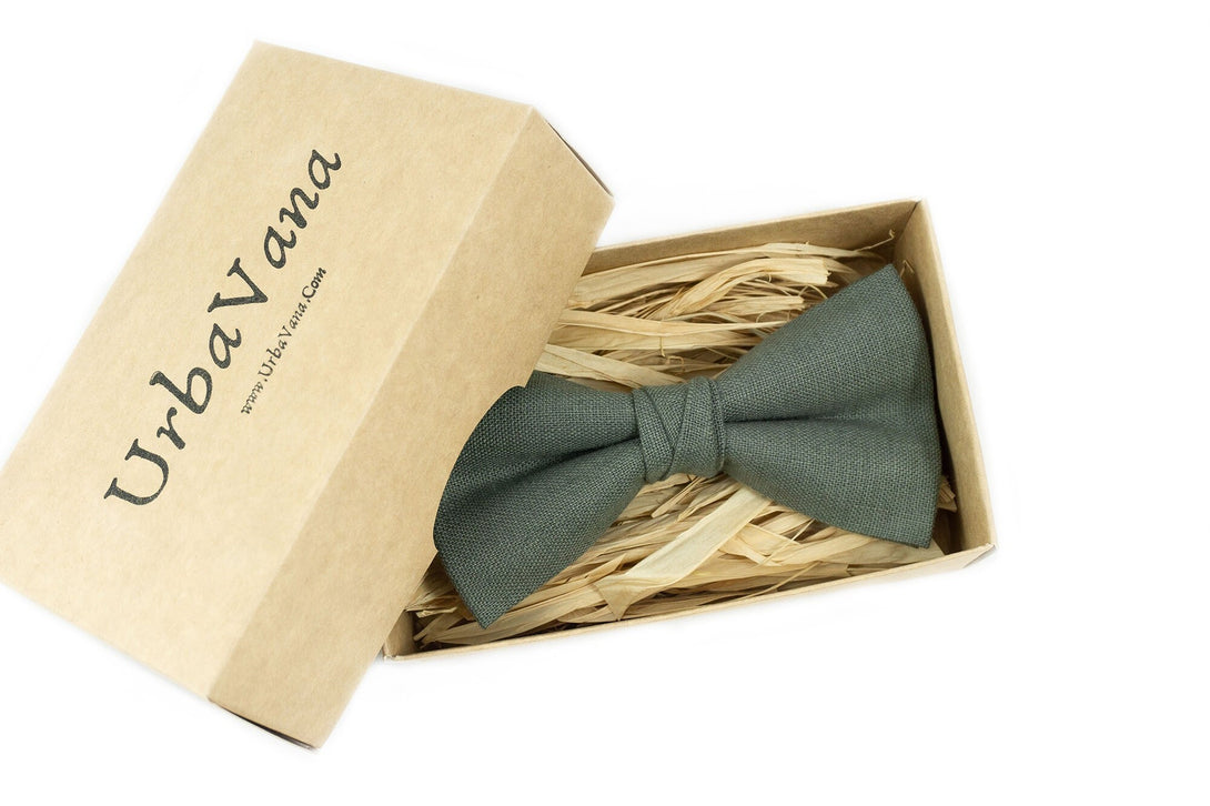 Dark Dusty Sage green men's bow ties for wedding or gift for men