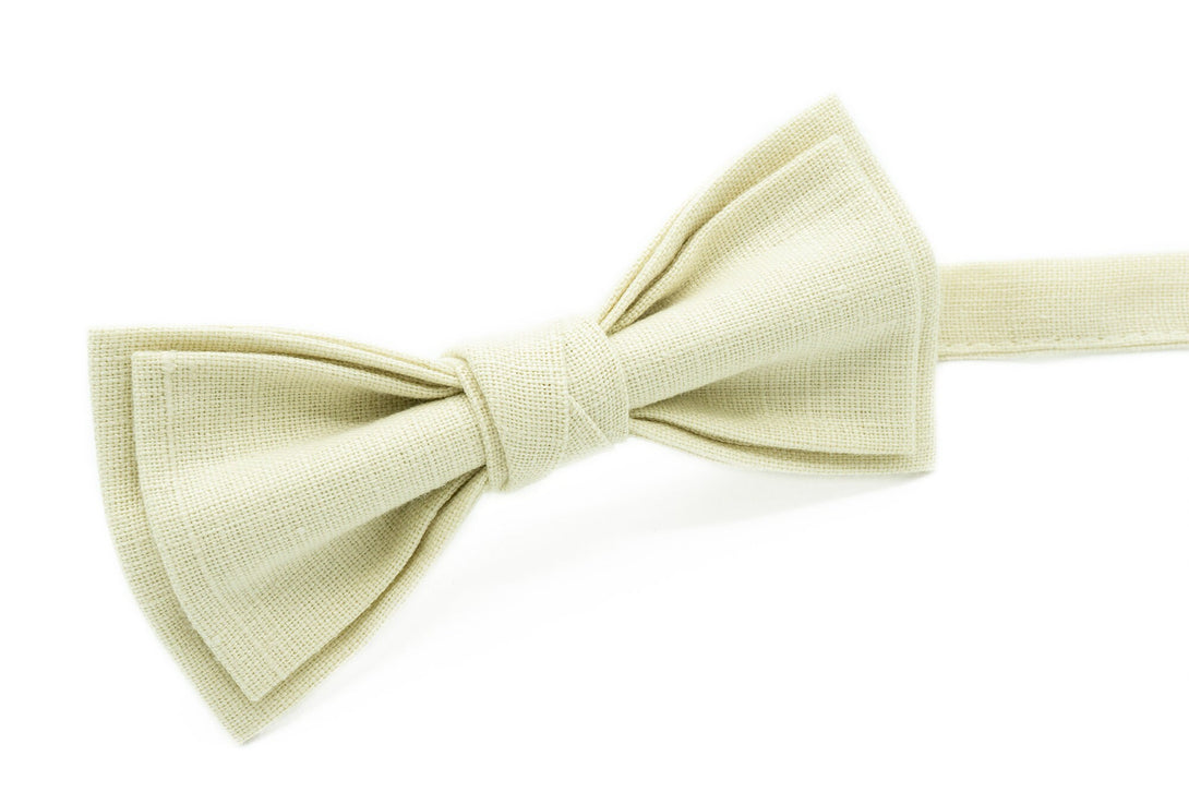 Beige color linen bow ties for men
