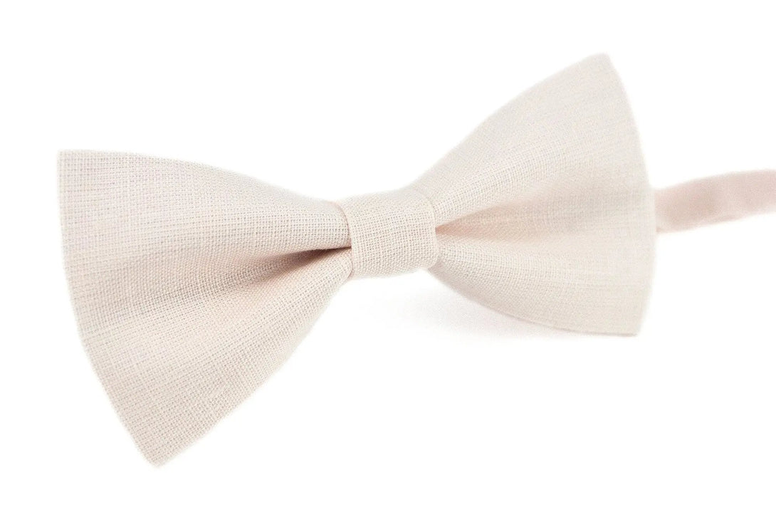 Light Blush Peach linen bow tie and necktie for man available with matching pocket square / Unique father of the bride gift